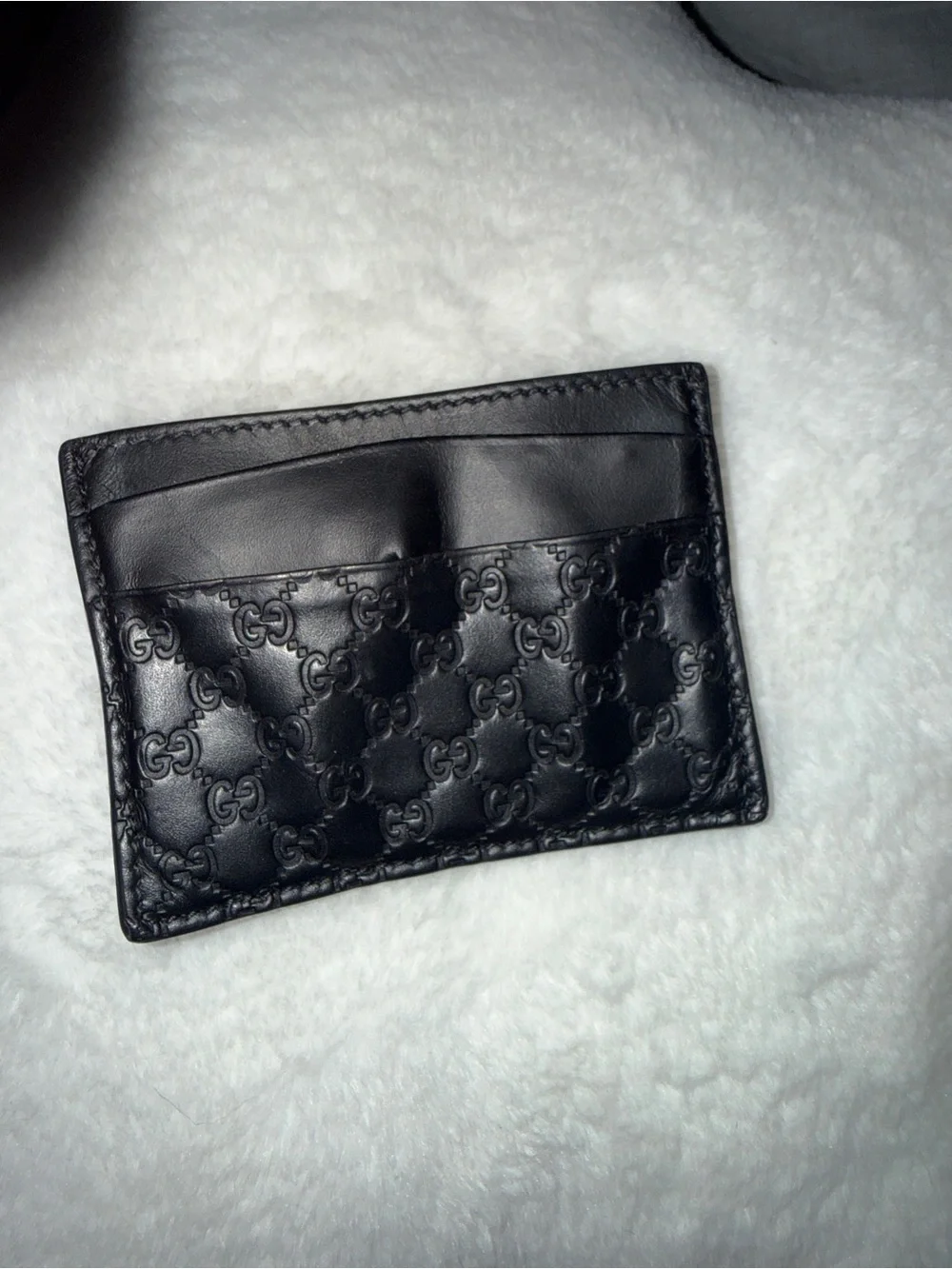 Gucci Guccissima Black Embossed GG Leather Card Holder